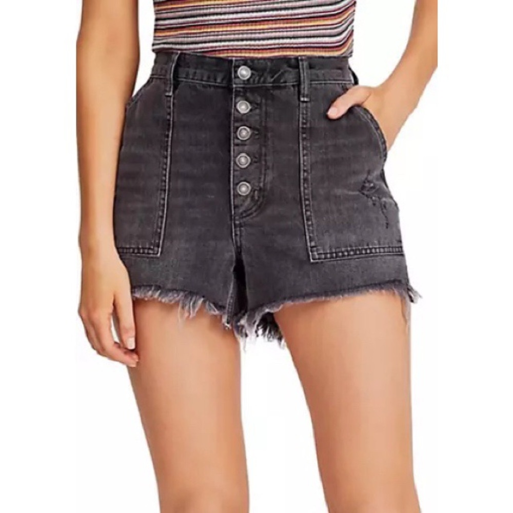Free People Black Jean Shorts